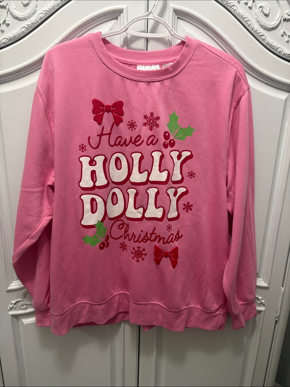 Holly Dolly Pink Christmas Sweatshirt - XL